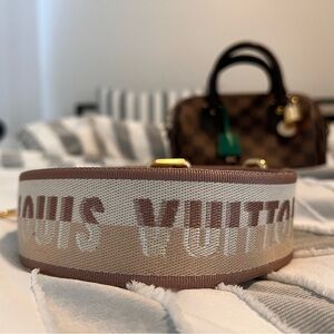 Louis Vuitton Tan and Cream Logo Strap